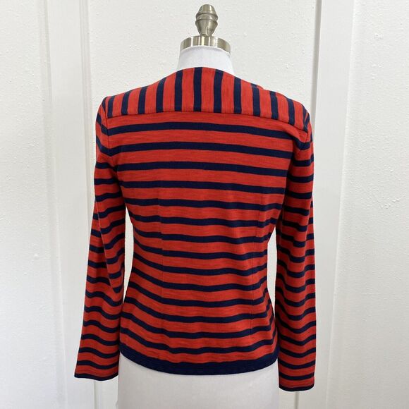 CAbi Stripe Blazer Jacket Women's Small Red Blue Button Up Collared Yacht Club - Picture 2 of 6